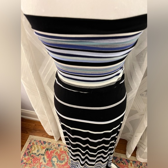 WHITE HOUSE BLACK MARKET Striped Blue & Black Dress - Picture 6 of 10